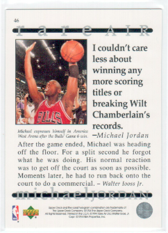1994 Upper Deck Michael Jordan Rare Air Tribute Basketball Card