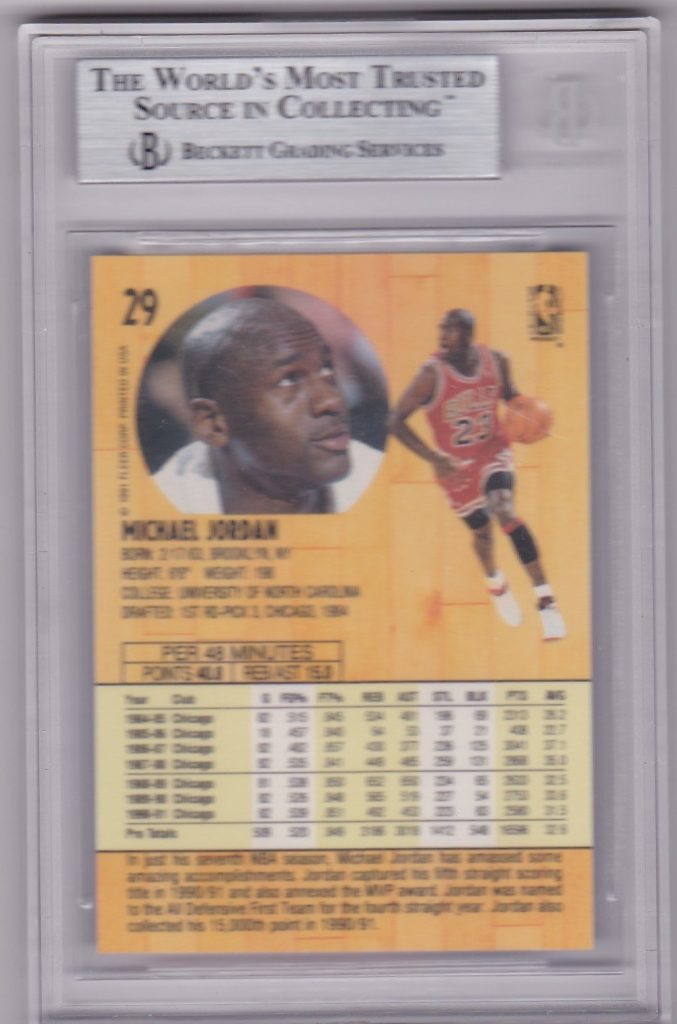 1991 Fleer Michael Jordan Card 29 BGS 9 Mint Sports