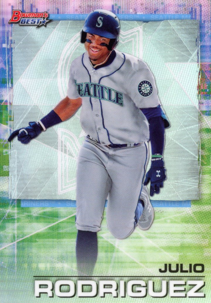 Julio Rodriguez - AQUA MOJO Refractor #/225 SSP - 2021 Bowman BCP-86 COLOR  MATCH