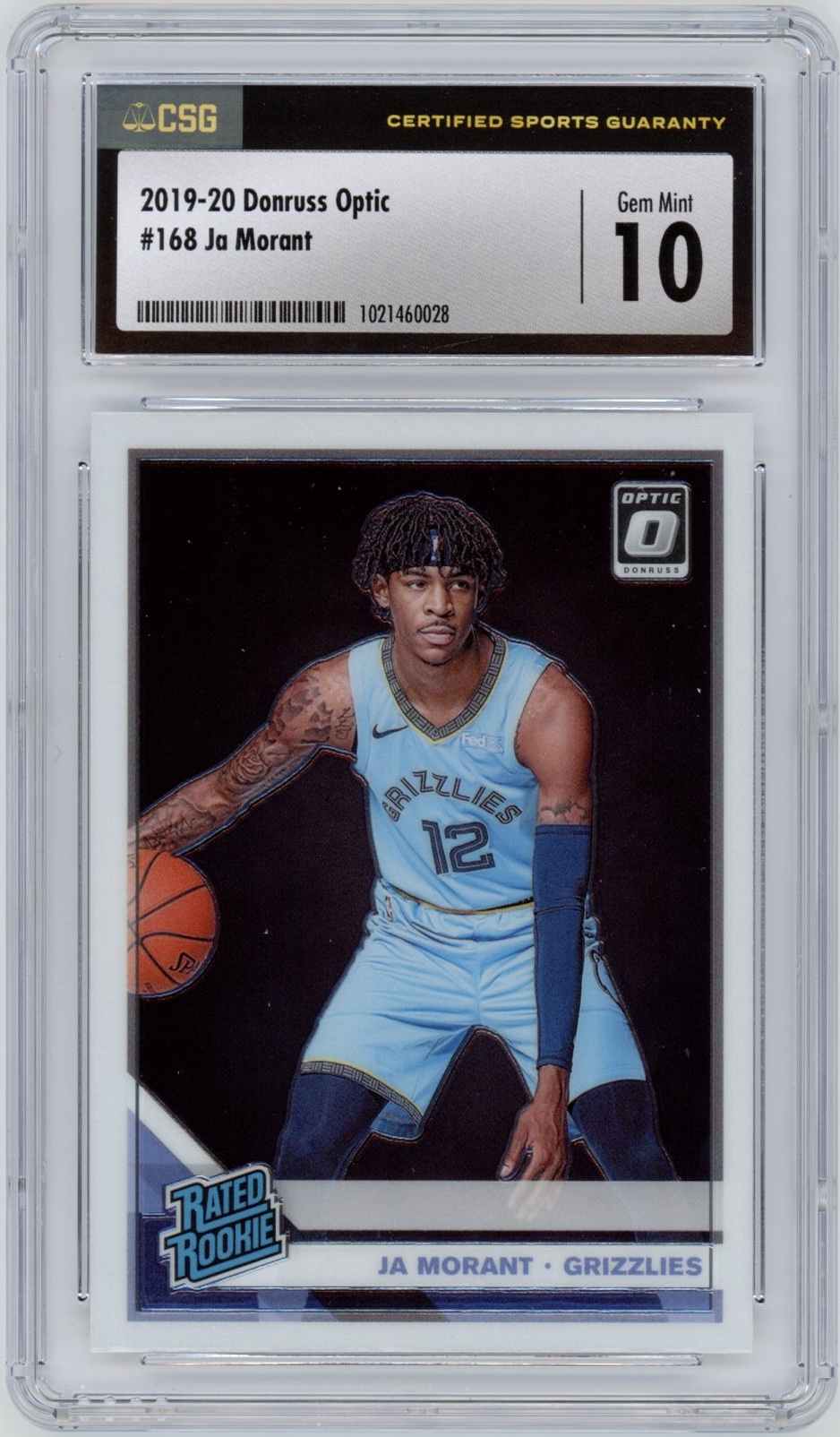 Ja Morant 2019-20 Panini Donruss Optic Rated Rookie #168 CSG 10 