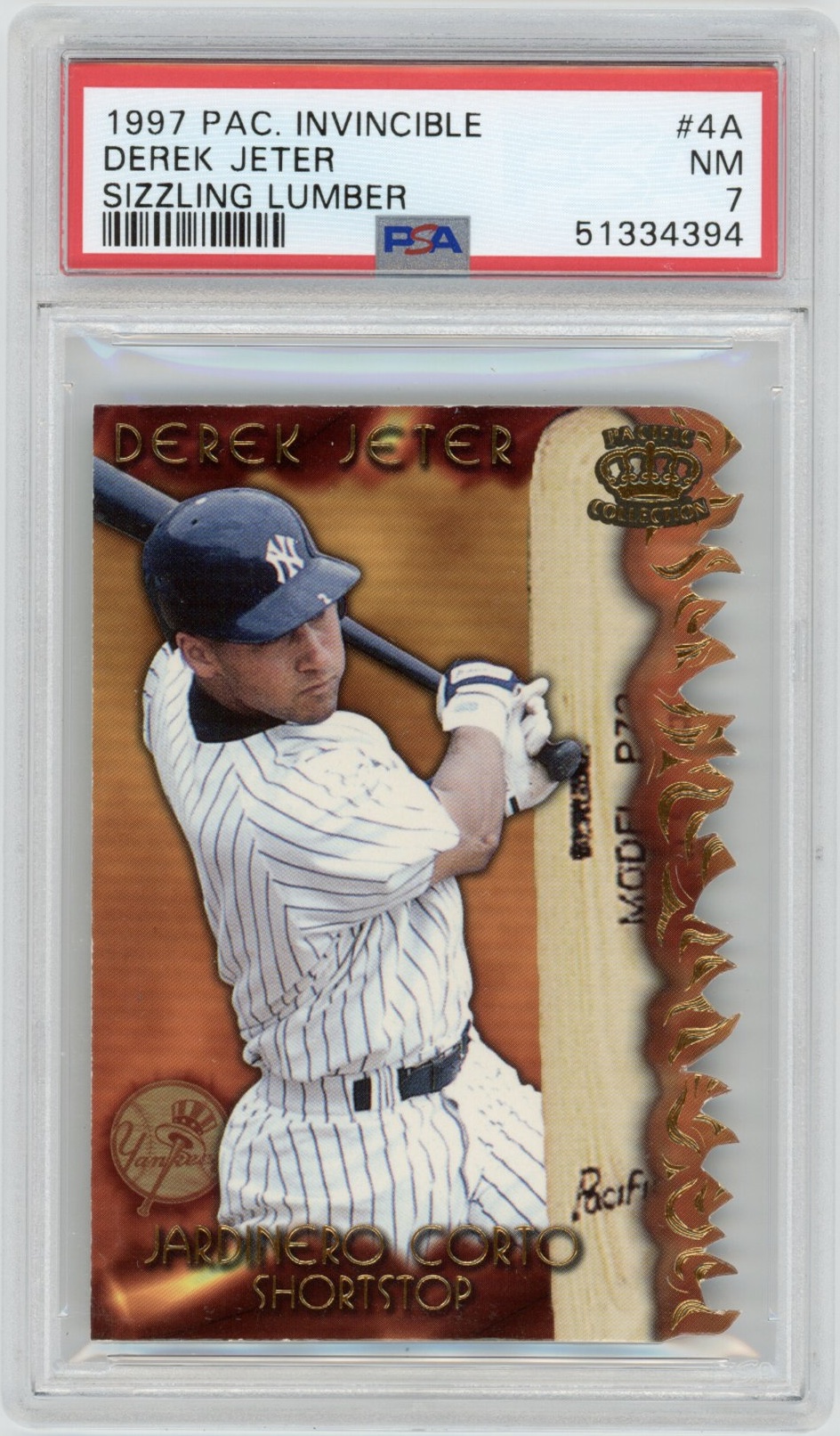 Derek Jeter Pacific Invincible Sizzling Lumber Die-Cut #SL-4A PSA 7 NM