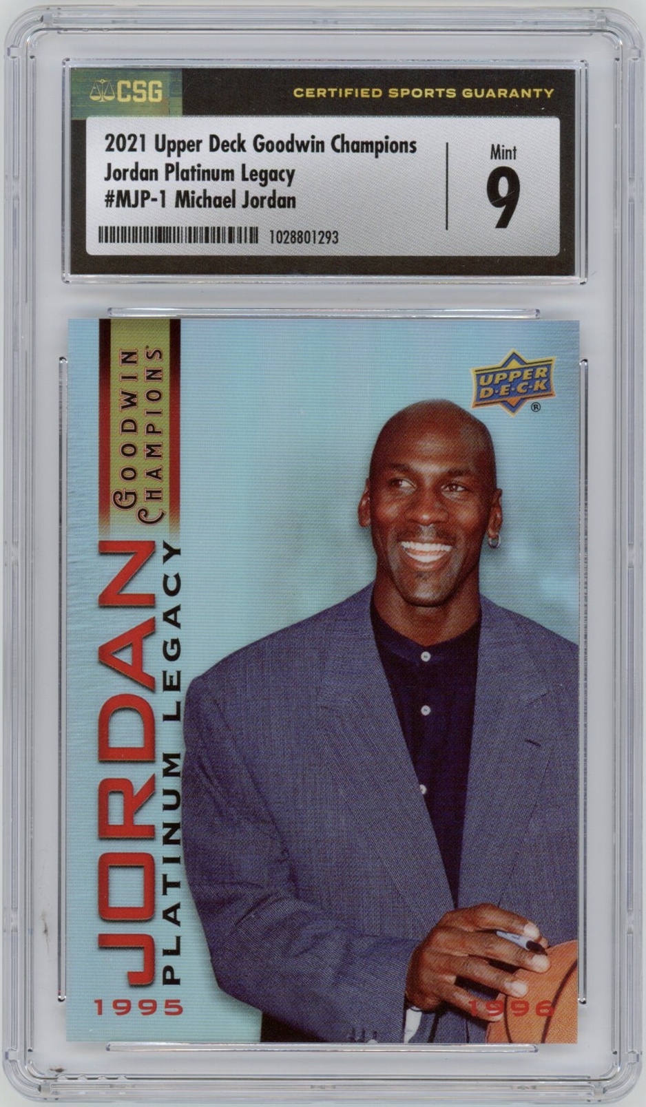 Michael Jordan 2021 Upper Deck Goodwin Champions Platinum Legacy MJP-8 CSG  9 Mint - Sports Card King